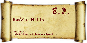 Boér Milla névjegykártya